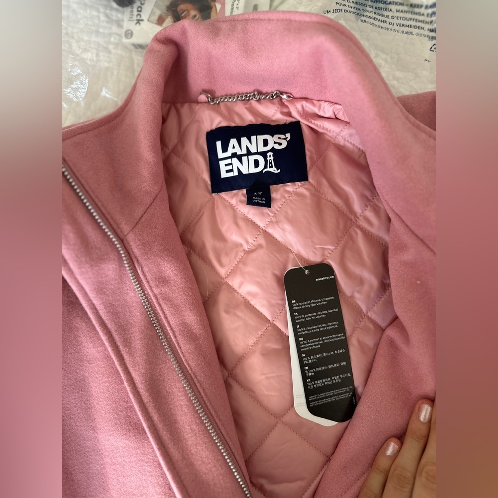 Lands' End Tall Women's Insulated Wool Coat Blush Pink Size 6 Tall